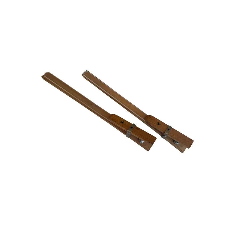 Hanger Clips Brown Vintage Wooden Pant Skirt Spring Loaded Set of 2